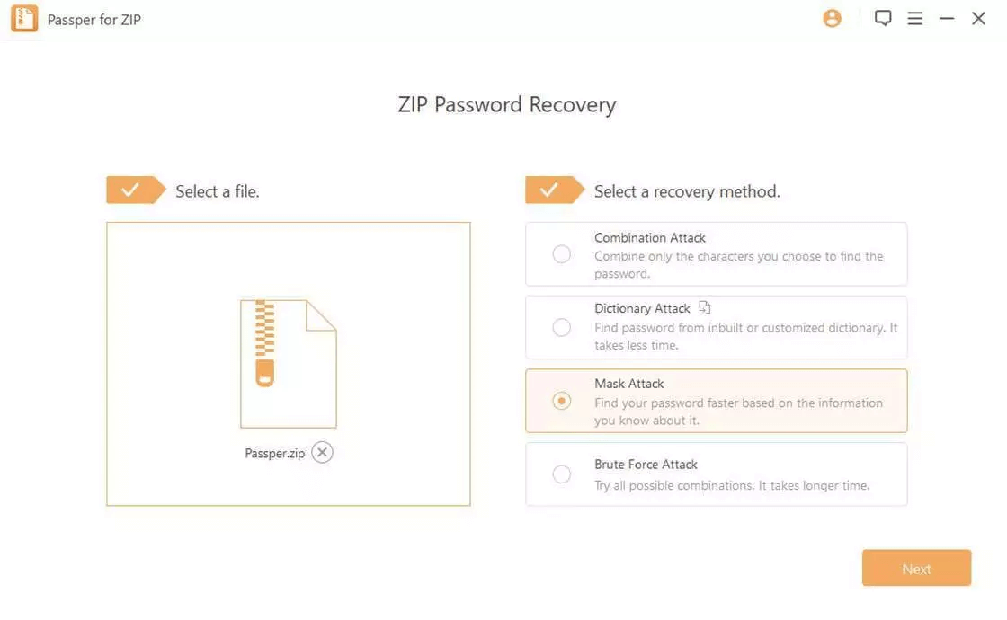 escolle un modo de acceso